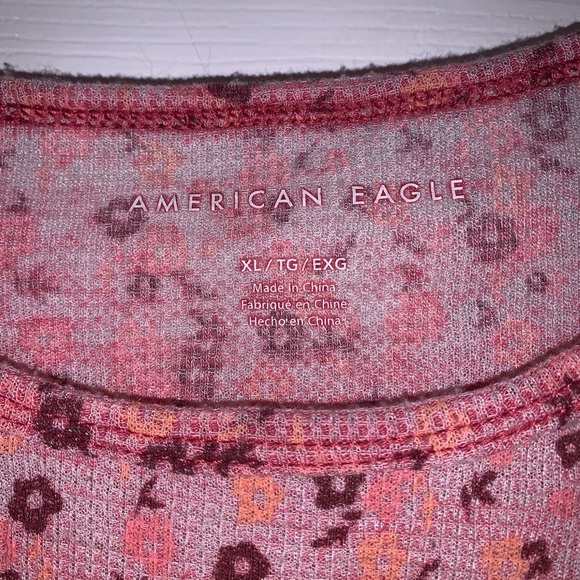 American Eagle Pink Floral Crop Top, XL - Picture 2 of 3